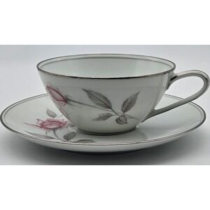 Noritake Rosemarie 6044 Teacup & Saucer Set Pink Rose Floral Japan Fine‎ China